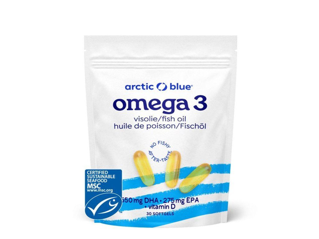 Arctic Blue Omega 3 – rybí olej s vitaminem D, 30 kapslí