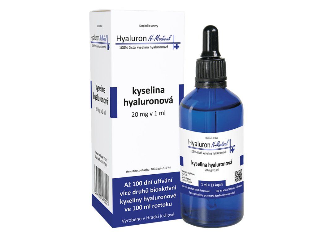 Hyaluron N-Medical 100% Kyselina hyaluronová – kapky k pití, 100 ml