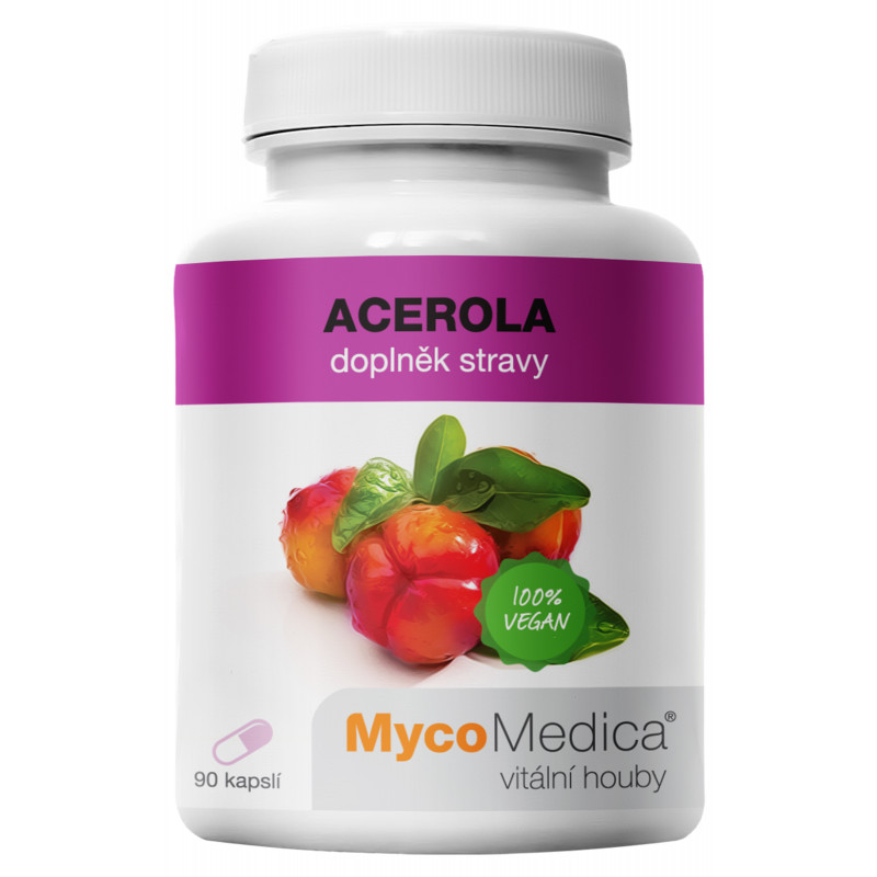 MycoMedica Acerola 90 kapslí – přírodní vitamín C z extraktu Malpighia glabra