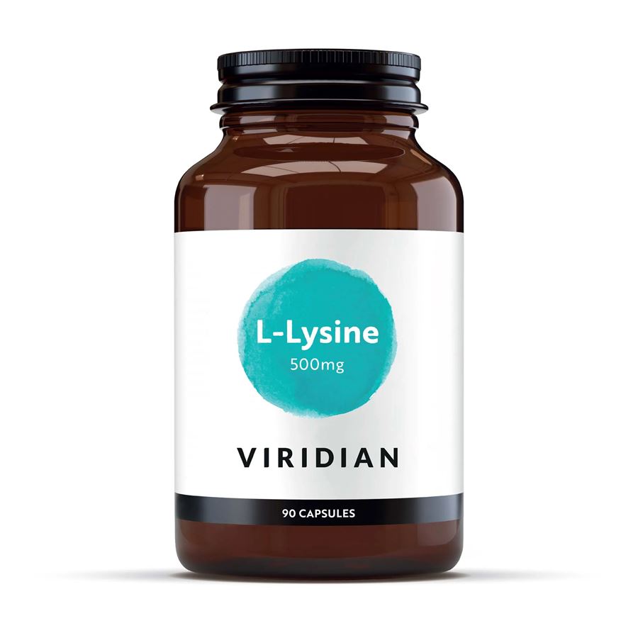 Viridian L-Lysine 90 kapslí – 500 mg L-lysinu ve volné formě ve veganské kapsli