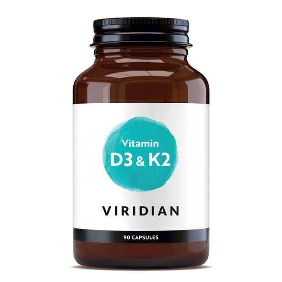 Viridian Vitamin D3 & K2 90 kapslí – veganské vitaminy D3 z lišejníku a K2 z natta