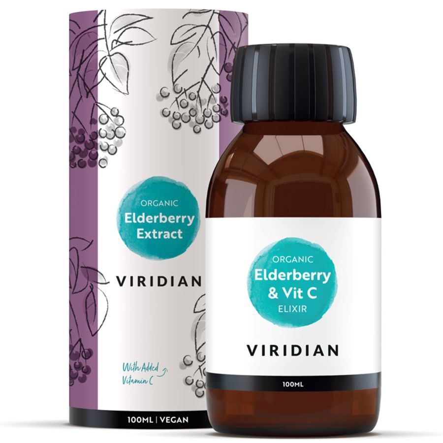 Viridian Elderberry Extract + Vitamin C Organic 100 ml – BIO bezinkový elixír s acerolou