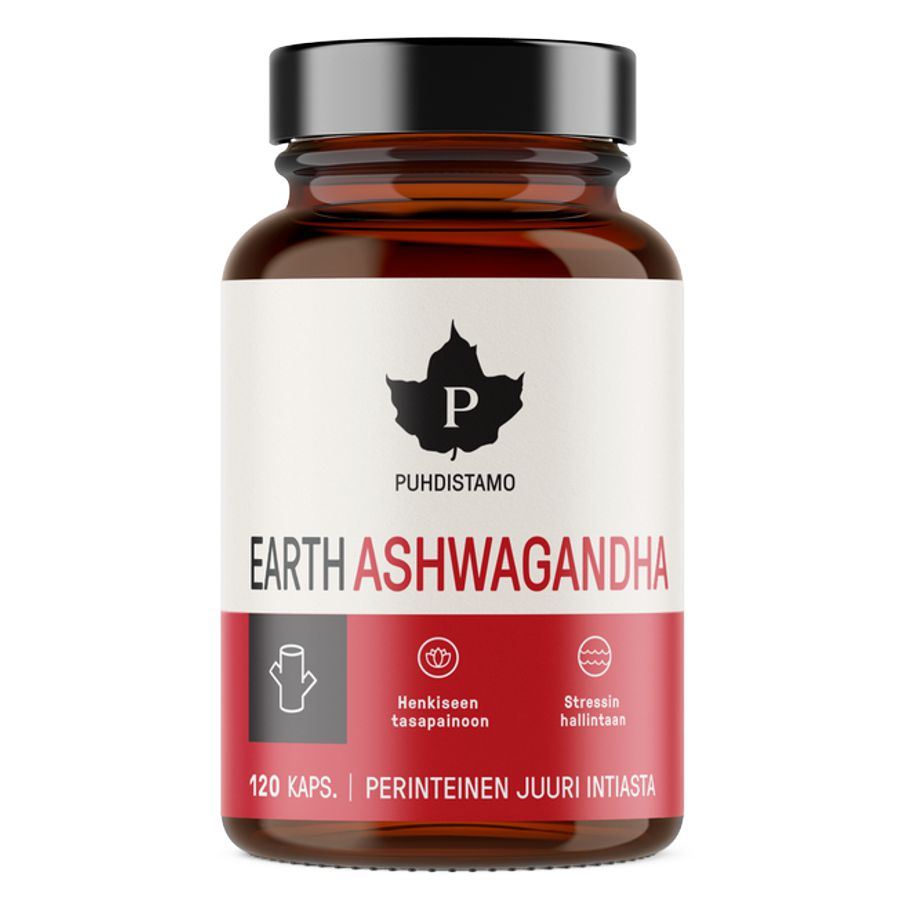 Puhdistamo Earth Ashwagandha BIO 120 kapslí – BIO extrakt z kořene ashwagandhy