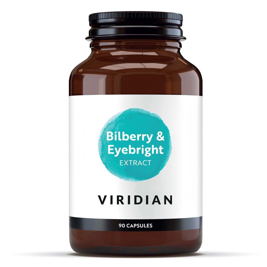 Viridian Bilberry and Eyebright 90 kapslí – borůvka a světlík lékařský, 350 mg v kapsli