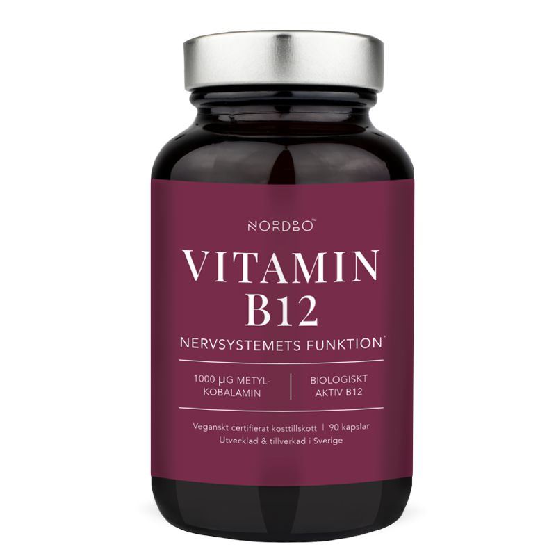 Nordbo Vitamin B12 90 kapslí – doplněk stravy s methylkobalaminem 1000 µg