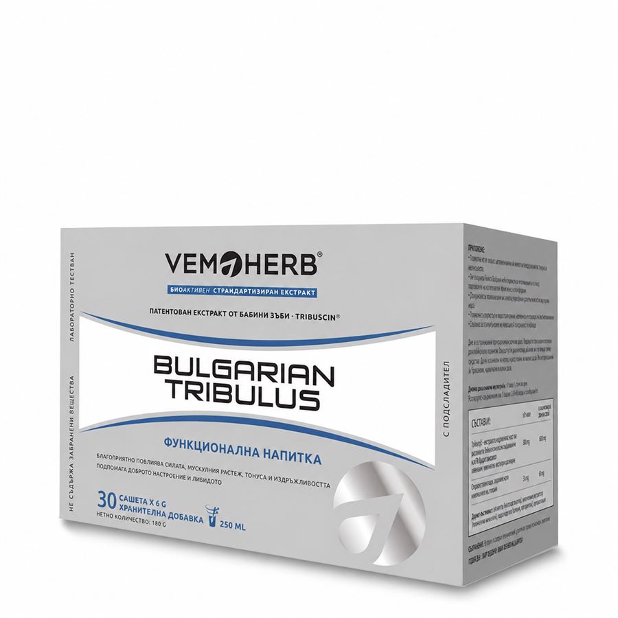 VemoHerb Tribulus Terrestris Instant Drink 30 x 6 g – bulharský extrakt z kotvičníku zemního s borůvkovou příchutí