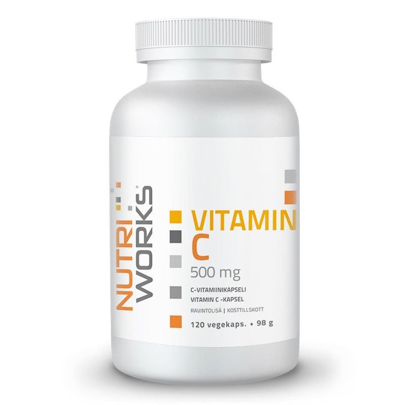 NutriWorks Vitamin C 120 kapslí – 500 mg kyseliny L-askorbové, doplněk stravy