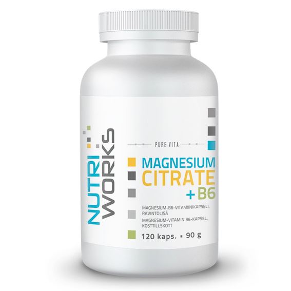 NutriWorks Magnesium Citrate + B6 – citrát hořečnatý s vitamínem B6 v kapslích