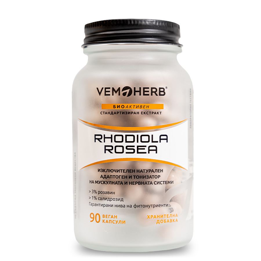 VemoHerb Rhodiola Rosea 90 kapslí – standardizovaný extrakt z kořene rozchodnice růžové