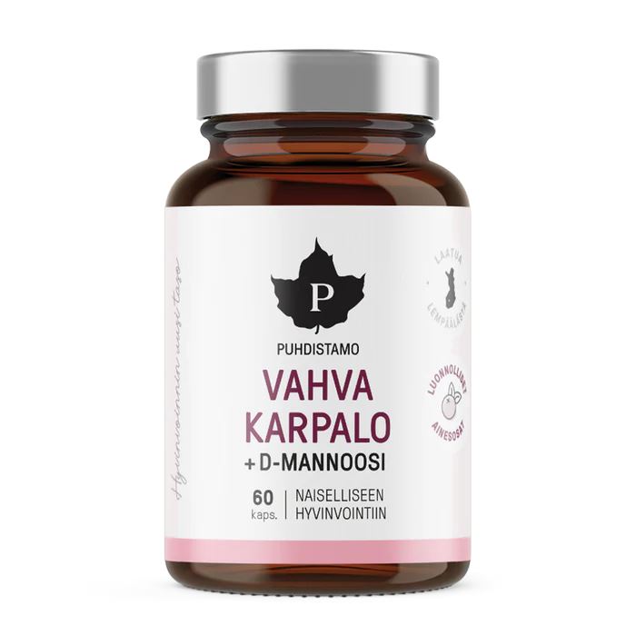 Puhdistamo Strong Cranberry + D-mannose 60 kapslí – brusinkový extrakt s D-manózou