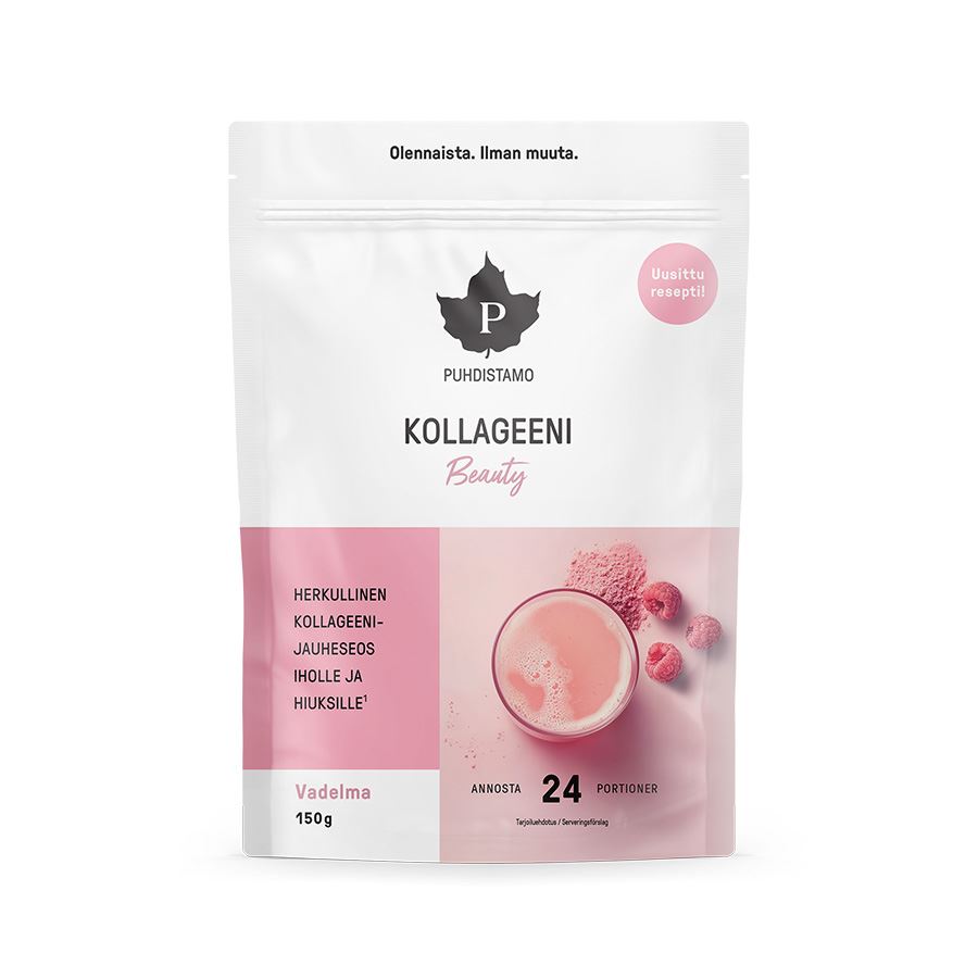 Puhdistamo Collagen Beauty malina 150 g – kolagenové peptidy Verisol s vitaminem C a biotinem
