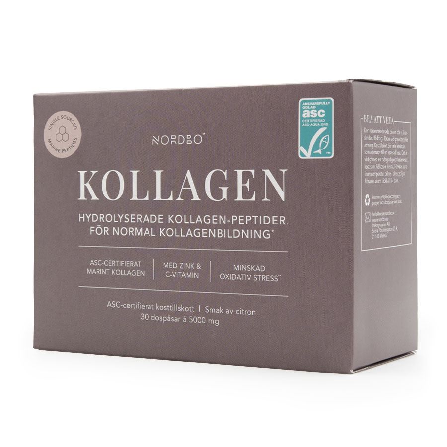 Nordbo Kollagen – hydrolyzovaný rybí kolagen Ecolovita® s vitaminem C a zinkem, 30 sáčků