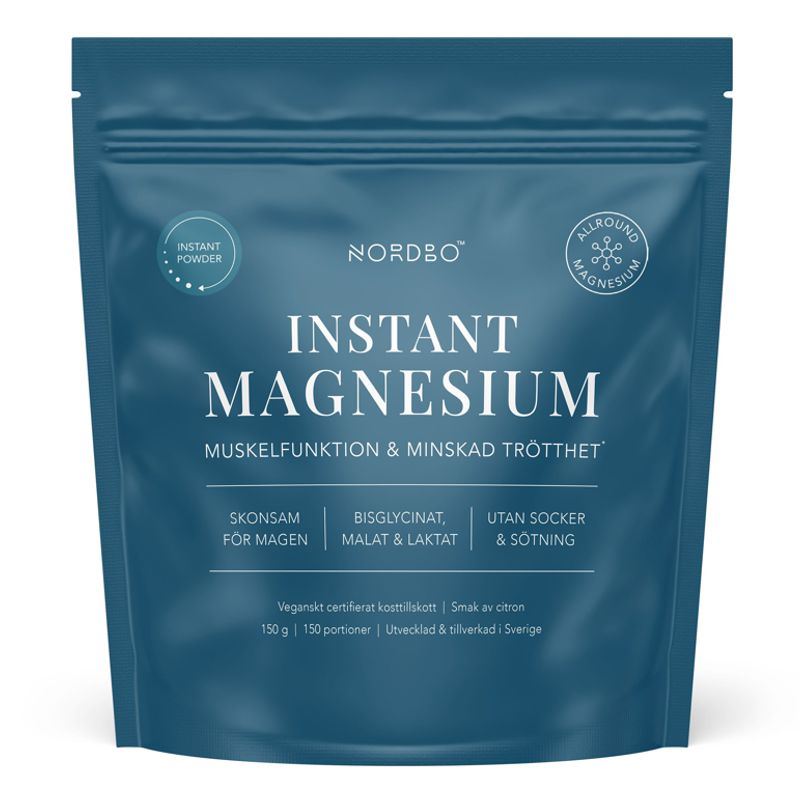 Nordbo Instant Magnesium – práškový hořčík ze tří organických solí, 150 g