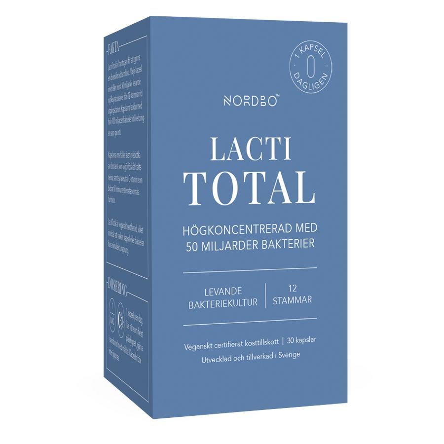 Nordbo Lacti Total – 12 kmenů živých kultur s inulinem a vitaminem C, 30 kapslí