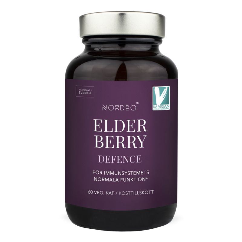 Nordbo Elderberry Defence – extrakt z černého bezu s vitaminem C a zinkem, 60 kapslí