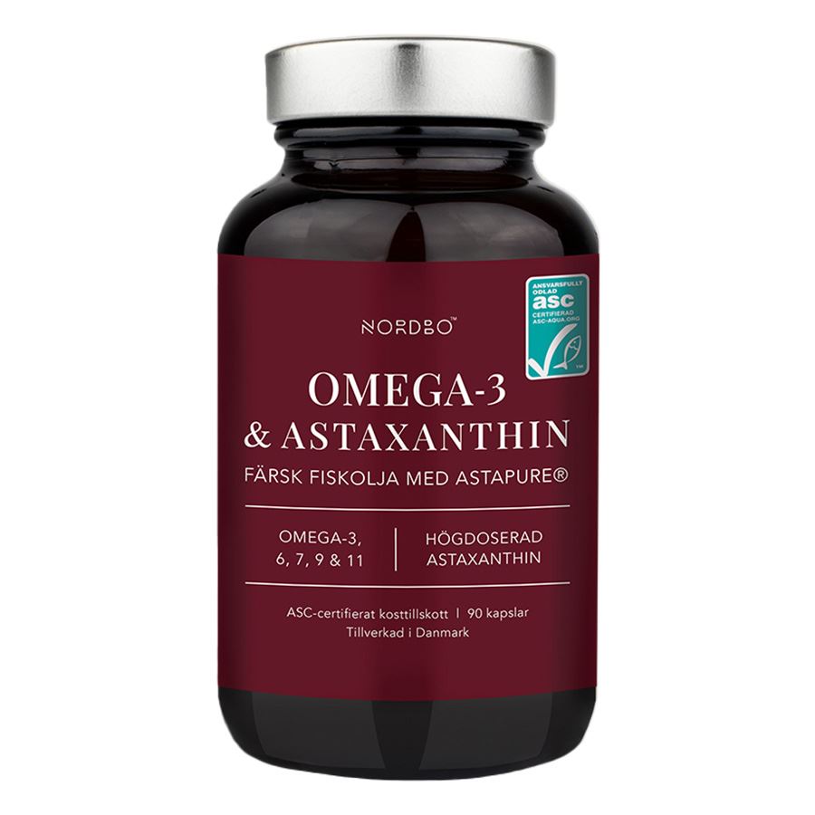 Nordbo Omega 3 & Astaxanthin 90 kapslí – rybí olej z dánského pstruha s astaxanthinem