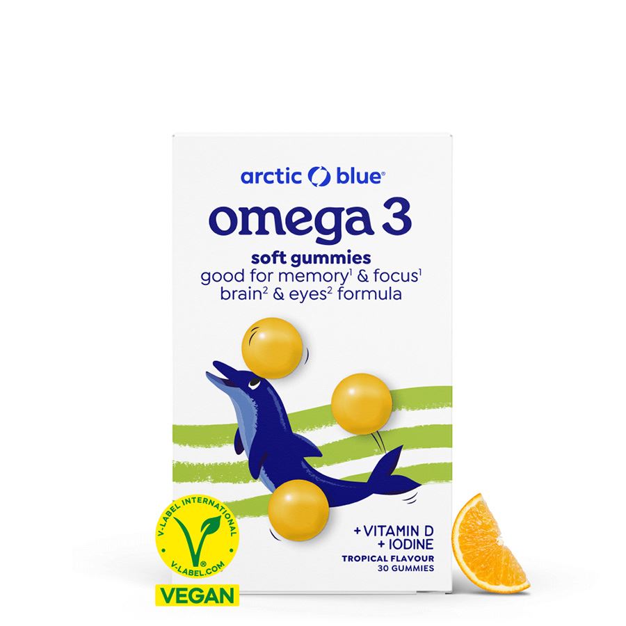 Arctic Blue Kids Vegan Omega 3 – 30 veganských želé s DHA, vitamínem D a jódem pro děti od 3 let