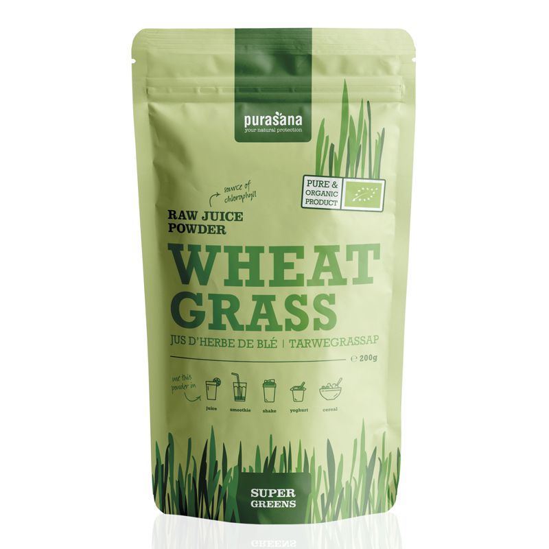 Purasana Wheat Grass Raw Juice Powder BIO 200 g – prášek ze šťávy mladé pšenice