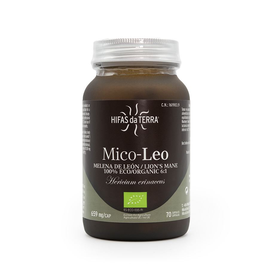 Hifas da Terra Mico-Leo Bio 70 kapslí – BIO extrakt z plodnice lví hřívy (Hericium erinaceus)
