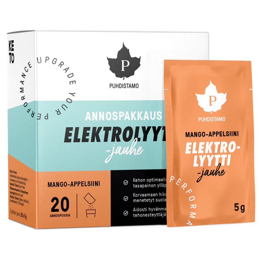 Puhdistamo Electrolyte Powder Mango Orange 20 sáčků – prášek na přípravu nápoje s elektrolyty