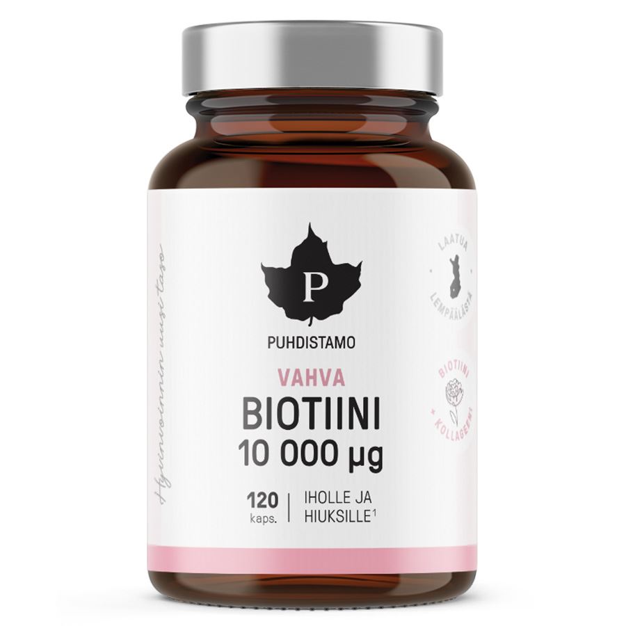 Puhdistamo Strong Biotin 120 kapslí – doplněk stravy s biotinem a kolagenovými peptidy