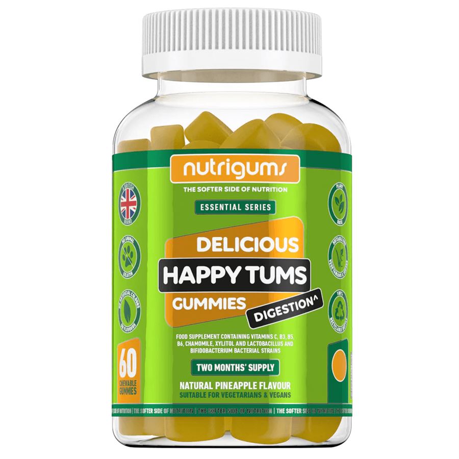 Nutrigums Happy Tums Digestion 60 želé – heřmánek, bakteriální kultury a vitamíny, doplněk stravy