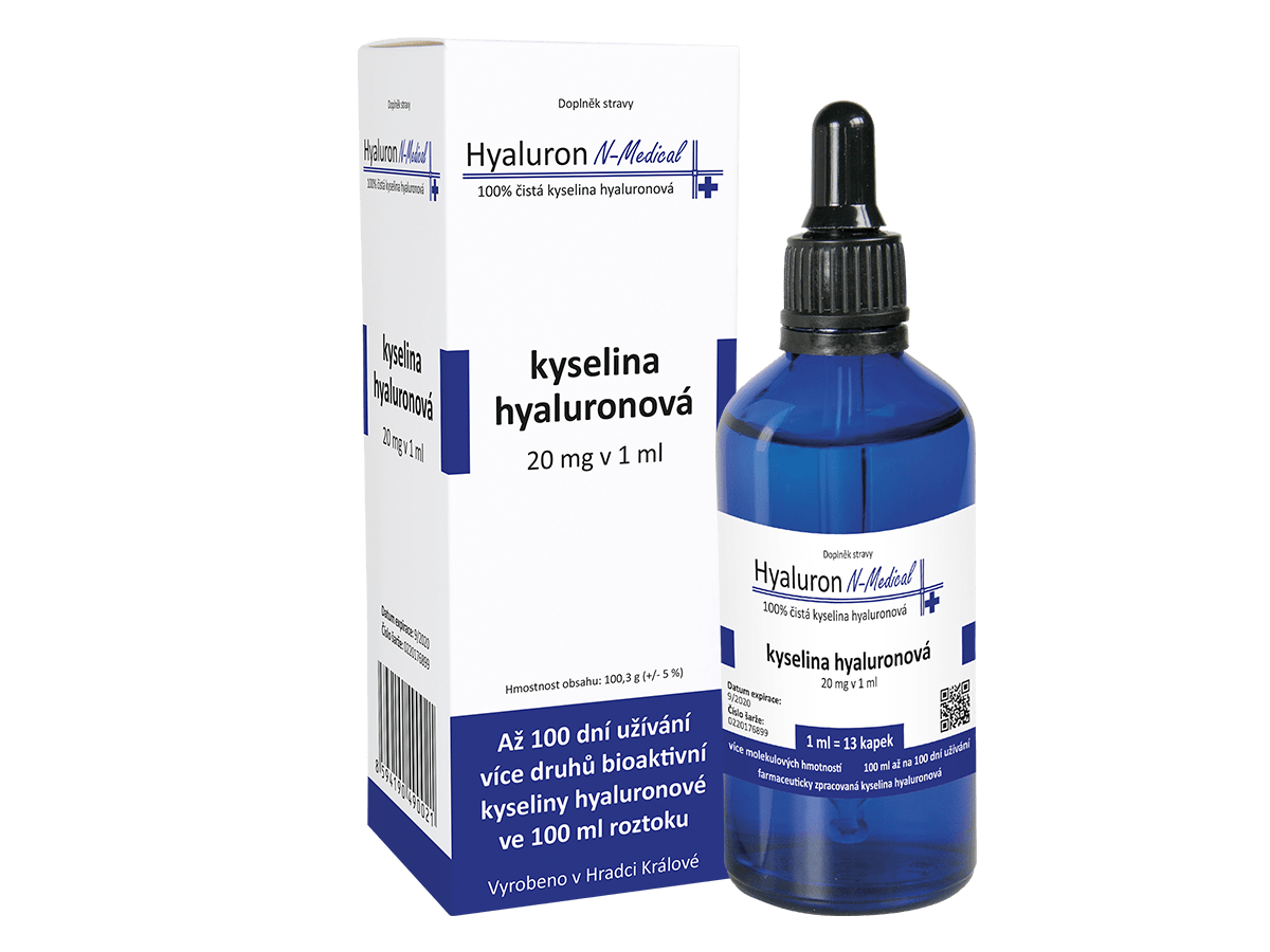 Hyaluron N-Medical 100% kyselina hyaluronová tekutý roztok 100 ml kapátko